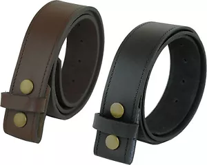 REAL COATED LEATHER PRESS STUD CLIP BELT BLACK OR DARK BROWN OWN BUCKLE NWT - Picture 1 of 4