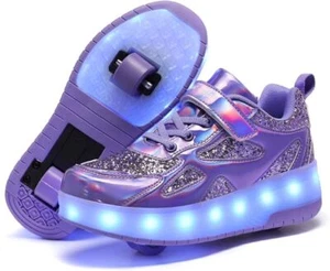 Zapatos con ruedas para niñas patines con ruedas zapatos con carga USB - Picture 1 of 6