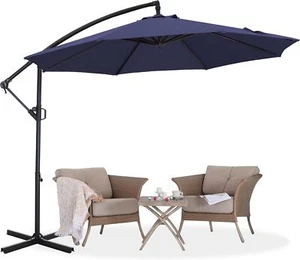 10FT Cantilever Patio Umbrella, 360° Rotation, Base Included (Tibetan Blue) - Picture 1 of 6