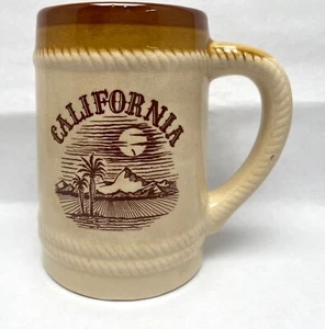 Vintage California Sunset Pottery Tall Brown Beige California Mug 5" Tall - Picture 1 of 13