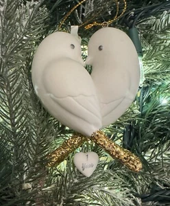 2024 Hallmark 1 Year Anniversary 2 Turtle Doves ❤️ Gold Christmas Tree Ornament - Picture 1 of 1