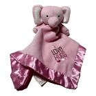 Stepping Stones Pink Elephant Baby Lovey Security Blanket I LOVE HUGS Satin Edge
