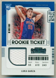2021-22 Panini Contenders Rookie Ticket Jersey LUKA GARZA RC Detroit Pistons - Bild 1 von 2