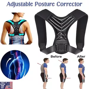 Adjustable Posture Corrector Men Women Back Shoulder Straight Support Brace Belt - Picture 1 of 8