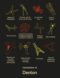Intersections of Denton by Kristine Bray 11 by 17 Poster on 100 Pound Cardstock - Picture 1 of 2