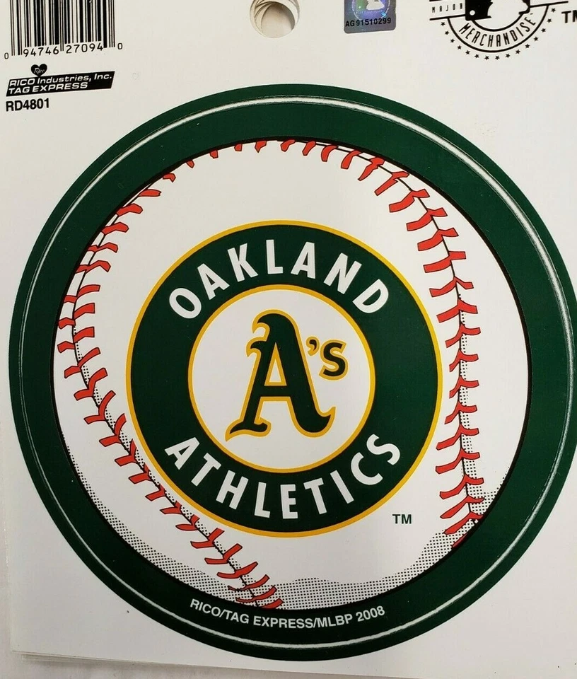 MLB Oakland Athletics 4 1/2" Round Vinyl Decal, NEW - Image 1 of 1