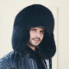 Men's Full Covered Real Fox Fur Hat Russian Ushanka Cossack Hunter Hat Warm Cap