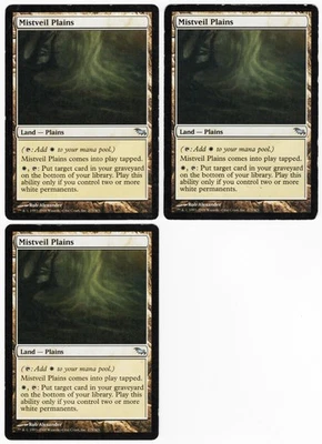 Mistveil Plains x3 3x 2008 Shadowmoor Colorless Uncommon Land MTG LP AZ2 - Image 1 of 2