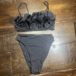 Maygel Coronel Women Black Odina Ruffle 2 Piece Bikini Set Swimwear Petite $405 - Picture 1 of 16