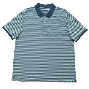 Criquet Polo Shirt Mens Size 2XL Short Sleeve Pocket Green Striped - Picture 1 of 5