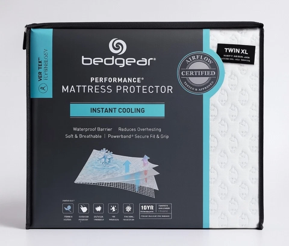 BedGear Twin XL Ver-Tex Instant Cooling Performance Mattress Protector Vertex