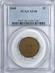 1868 Two Cent Piece : PCGS XF40 - Picture 1 of 4