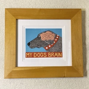 Vintage mattiert & gerahmt Stephen Huneck "My Dog’s Brain" signiert & datiert 2004 EUC - Bild 1 von 16