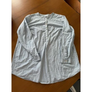 Tunica donna J Jill 1X blu a righe 100% cotone manica lunga con bottoni - Foto 1 di 8