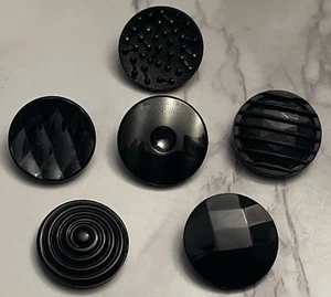 Vintage Czech Black Glass Buttons Button Lot 138-27 - Picture 1 of 11