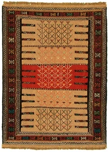 Vintage Hand Woven Carpet 3'7" x 5'9" Traditional Wool Kilim Rug - Picture 1 of 9