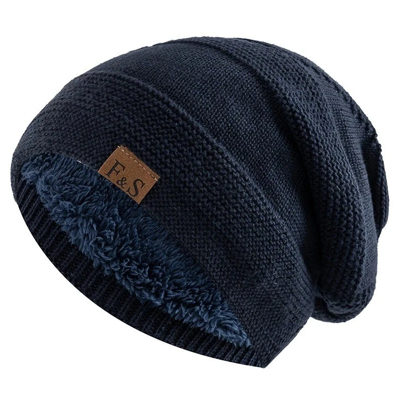 Мужские женские громоздкие зимние шляпы меха с подкладкой теплый Beanie Cap повседневные вязаные шляпы - Изображение 1 из 4