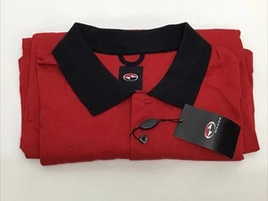 Nike Tiger Woods Golf Polo Shirt Red w Black & White Stripe New - Picture 1 of 10