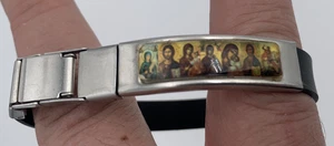 Vintage Religious Bracelet. Silver With Leather. - Picture 1 of 5