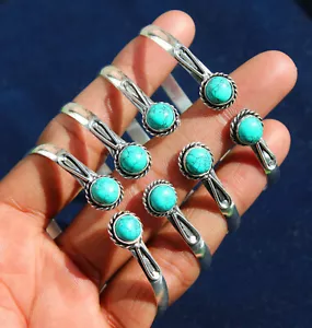 Brazalete de puño turquesa superpuesto de plata puño brazalete azul howlite brazalete - Imagen 1 de 12
