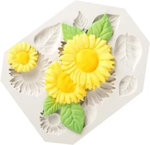 Sunflower Flowers Pink Silicone Mould Chocolate Fondant Jelly Sugar Craft Mold - Picture 1 of 8
