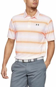 Under Armour Men's Playoff 2.0 Stripe Golf Polo,Orange/White,Size:S--NWT - Picture 1 of 4