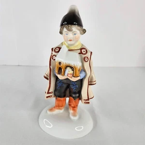HEREND Large Boy in Traditional Clothing Holding Xmas Manger Figurine 5444 - Picture 1 of 4