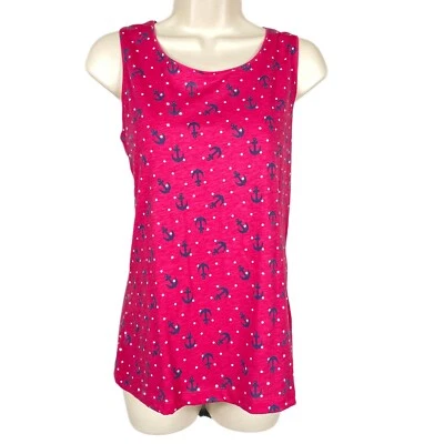 Camiseta sin mangas para mujer Coral Bay talla S rosa sin mangas punteada con anclas náuticas Foto 1 de 4