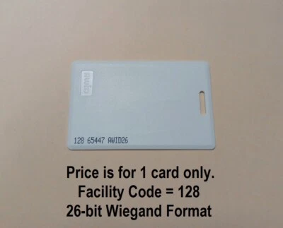 AWID Proximity Card AWID26 Prox Card, Clam Shell, New, Facility Code 128, USA CA