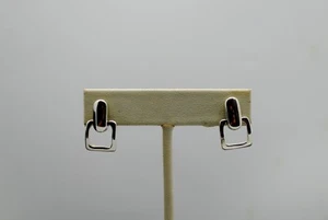 STERLING SILVER SHINING STICK BACK WITH HANGING SQUARE EARRINGS #E990 - Picture 1 of 3