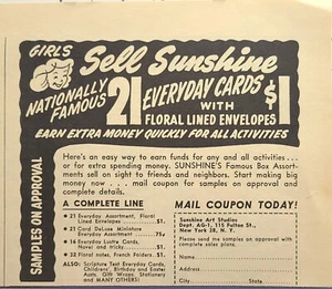 Sunshine Art Studios Grußkarten berühmte Box Sortiment Vintage Print Werbung 1952 - Bild 1 von 4