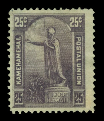 HAWAII  1883  King Kamehameha statue  25c dk violet  Scott # 47 mint MH - Image 1 of 2