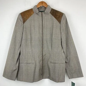 Vintage Harve Benard size 14 Women’s Gray Wool Full Zip Blazer Jacket NWT - Picture 1 of 6
