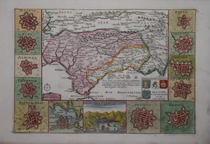EINE ECHTE ANTIKE KARTE - ANDALUSIEN UND GRANADA VON DANIEL DE LA FEUILLE, UM 1708. - Bild 1 von 1