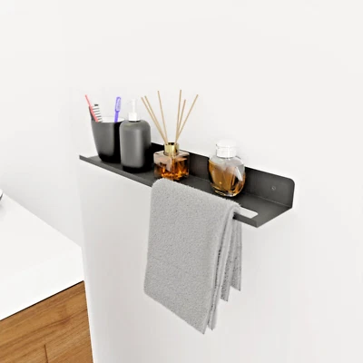 Modern Bathroom Shelf with Towel Rack, Bathroom Organizer Shelf with Towel Bar - Image 1 of 4