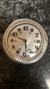 WESTCLOX Mid-century Wind Up Alarm Clock USA Retro Glows Works Flower Pattern - Picture 1 of 3