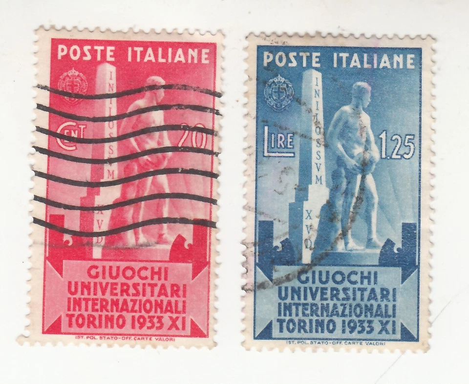 Италия 1933. Международные университетские игры, Турин 20c, 1,25 л. SC # 307, 309. Б/у - Изображение 1 из 1