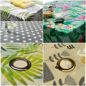 PVC Vinyl Garden Tablecloth Wipe Clean Outdoor 140cm x 200 5cm Parasol Hole