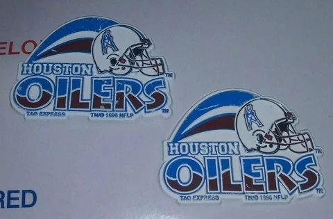2 Vintage 90s Official Houston Oilers Plastic Football Helmet Fridge Magnet Lot Cover