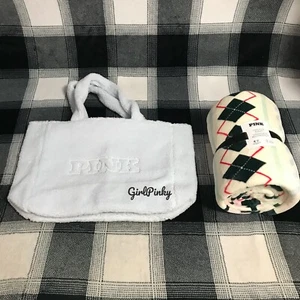 VS PINK BLUE/PINK BLANKET & MATCHING COZY FLEECE TOTE BUNDLE ALL NEW WITH TAGS - Picture 1 of 11
