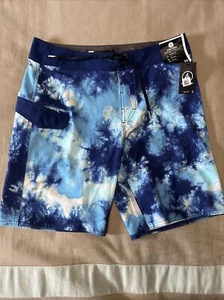 Volcom Mod-Tech Boys Blue Tie Dye Board shorts Swim Trunks 30 16 NWT - Picture 1 of 6