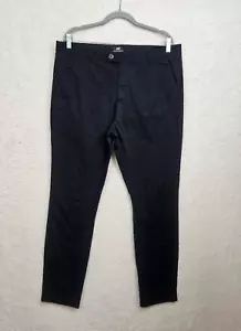 H M Men Pants 38R Black Cotton Blend Straight Leg Skinny Fit Flat Front Chino - Picture 1 of 20