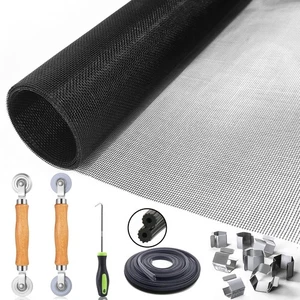 Window Screen Door Repair/Replacement Kit, Include Black Screen Mesh 48"X118" - Picture 1 of 6