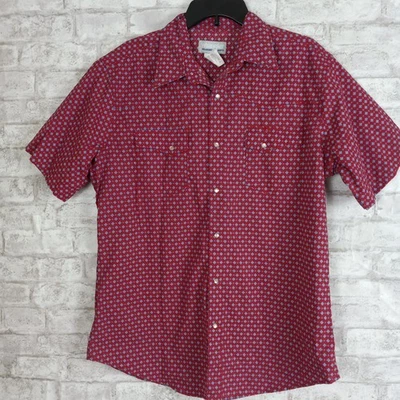 Camisa Wrangler Wrancher Para Hombres Grande Roja Perla A Presión Vaquero Ranchero Rodeo Foto 1 de 4