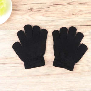 12 pares de guantes de invierno para niños pequeños guantes negros con cubiertas para dedos completos - Imagen 1 de 11