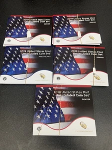Lote de (5) juegos de monedas de Estados Unidos 2019 sin circular - Imagen 1 de 7