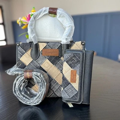 Bolso de Mano/Bolso Bandolera Wrangler Tejido Denim Oculto + Cartera Negro Foto 1 de 4