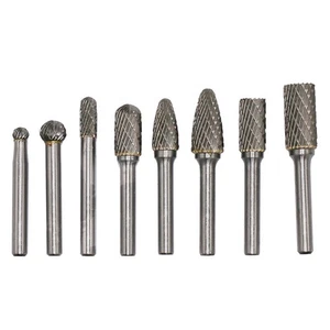 8 IN 1 1/4" Shank Dual Cut Carbide Rotary Burr Bit Set Electrical Engraving Tool - Picture 1 of 8