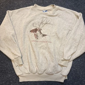 Vintage 90s Art Unlimited Sweatshirt Size Large - Embroidered Deer Buck USA - Picture 1 of 9