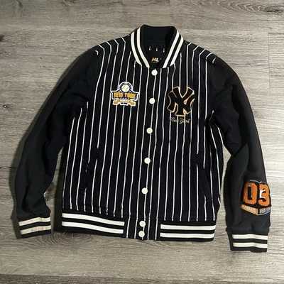 MLB New York Yankees Varsity Sweatshirt Jacket Navy Blue Baseball Youth Large - Image 1 of 4